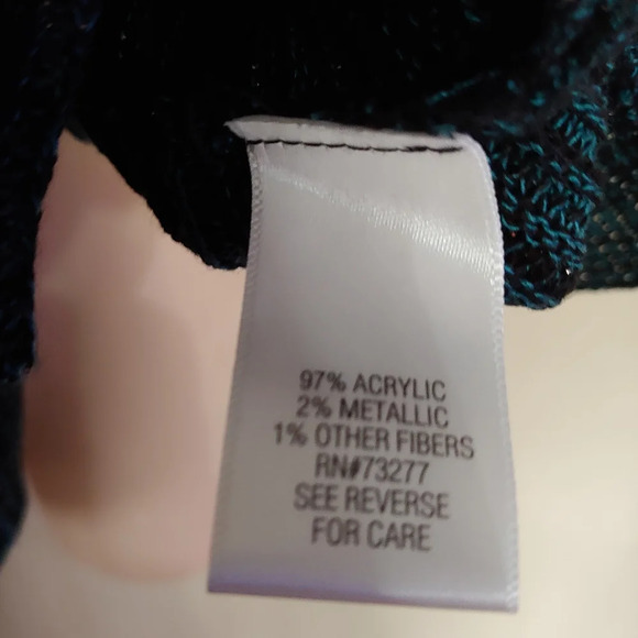 Apt. 9 Teal Green Metallic Cold-Shoulder Knit Sweater Top Size Womens Large - Picture 10 of 10